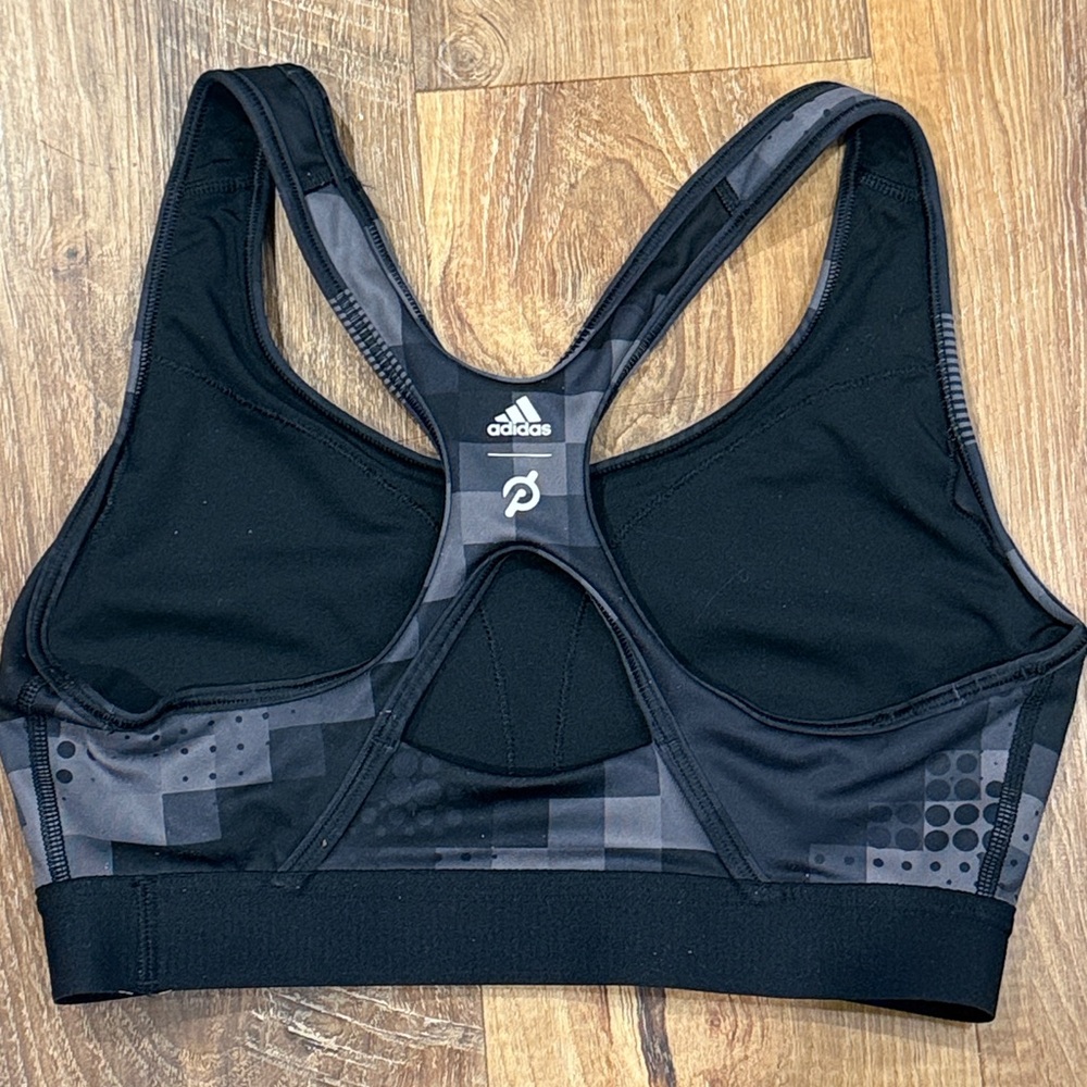 Adidas X Peloton Black Digit Sports Bra (Size: Medium)(EUC) - Picture 2 of 5